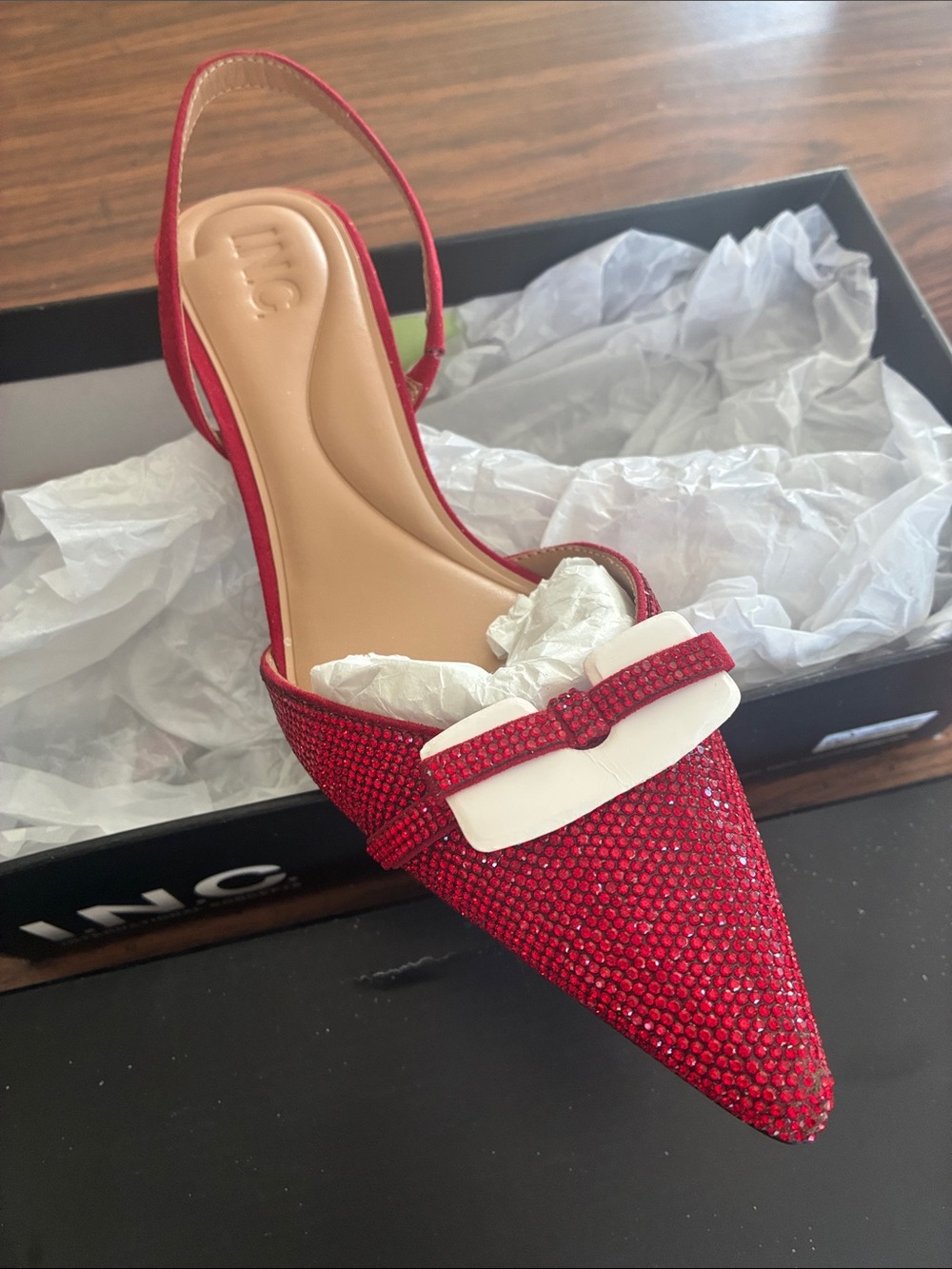 08:09 I.N.C. Red Rhinestone Sparkling Pumps!